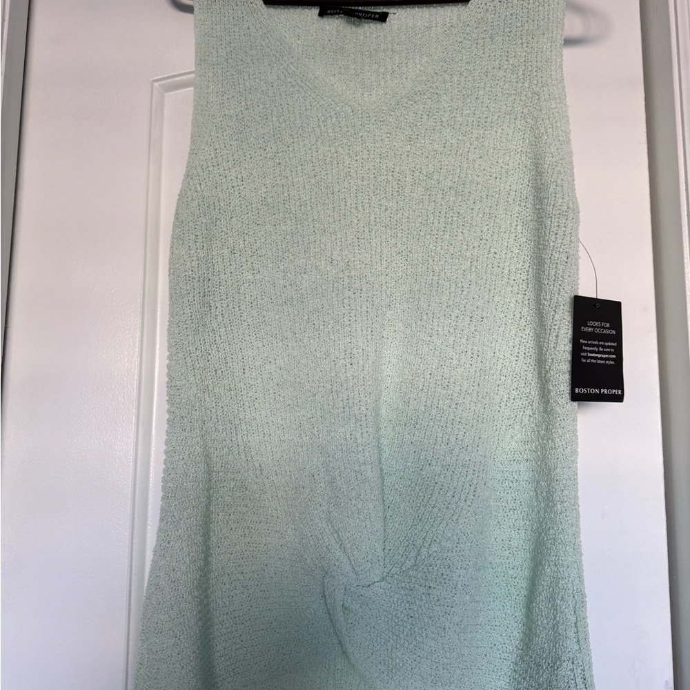 Boston Proper Light Green Textured Knit Top - Picture 3 of 16
